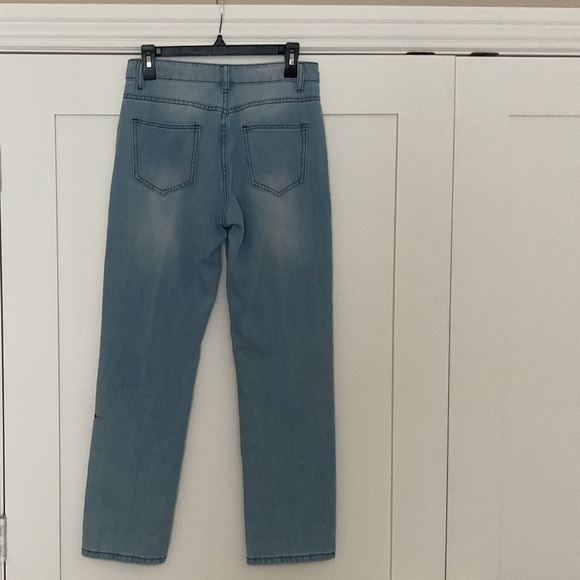 MISSLOOK  Women’s Small Blue Floral Mom Baggy Distressed Hobo Jeans - Picture 2 of 3